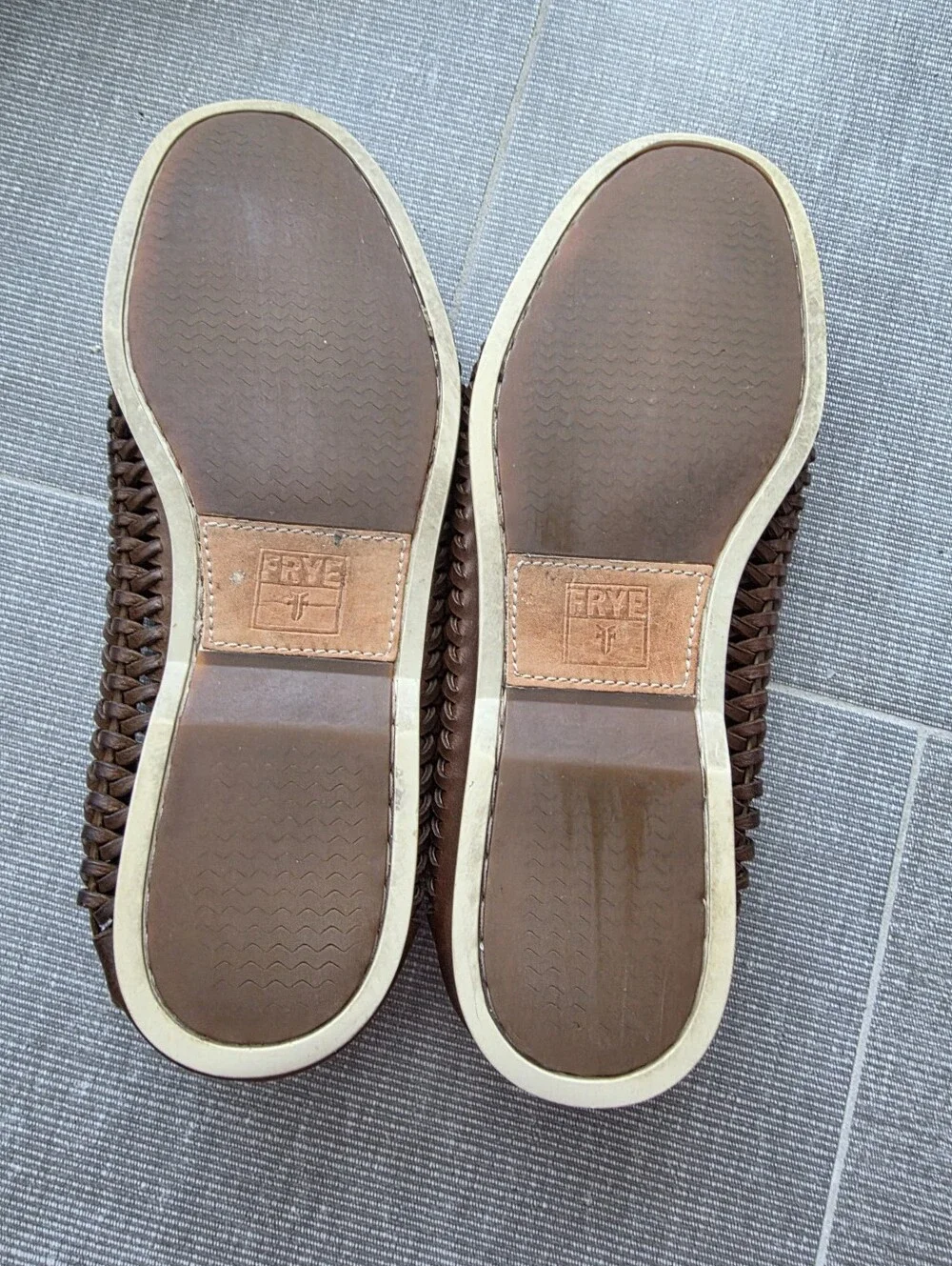 Mens Frye Brown Leather Woven Slip-On Loafers